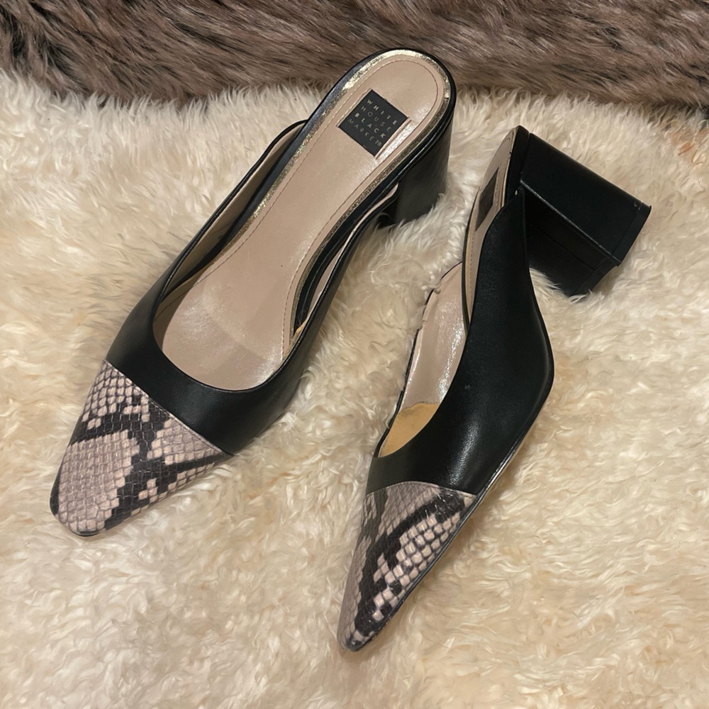WHBM Halle Cap toe mules size 9